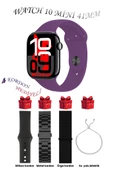 Mor Akıllı Saat Watch 10 Mini Kordon Hediyeli AMOLED EKRAN 41MM thumbnail 1