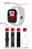 Taş Akıllı Saat Watch 10 Mini Kordon Hediyeli AMOLED EKRAN 41MM thumbnail 1