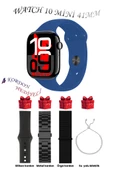 Mavi Akıllı Saat Watch 10 Mini Kordon Hediyeli AMOLED EKRAN 41MM thumbnail 1