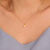 925 Ayar Minimal Mineli Mantar Gümüş  Kolye - CNE00131 thumbnail 3
