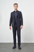 Lacivert Örme Mono Yaka 6 Drop Slim Fit Ceket 1002245151 thumbnail 2
