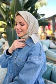 Logolu İpek Koton Jakar Eşarp 7071976-933 thumbnail 1