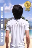 Erkek Peruk Kısa - Siyah thumbnail 5