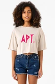 Blackpink Apt Bej Kadın Crop Tshirt thumbnail 1