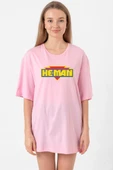 He Man Logo Pembe Kadın Oversize Tshirt thumbnail 1