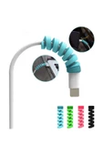 THREESTEP Micro USB - Type C - iPhone lightning Kablo Spiral Kablo Koruyucu Siyah 1 ADET thumbnail 2