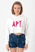 Blackpink Apt Ekru Kadın Crop Kapşonlu thumbnail 1