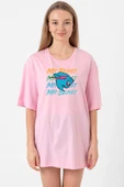 Mr Beast Lettern Pembe Kadın Oversize Tshirt thumbnail 1