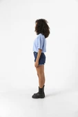 Mr Beast Lettern Bebe Mavi Kadın Crop Tshirt thumbnail 3