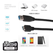 Ropcomp USB Micro-B Superspeed Data Kablosu USB 3.0 thumbnail 5