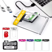 Ropcomp 2.5" USB 3.0 Sata Harici Harddisk Kutusu Şeffaf thumbnail 2
