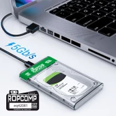 Ropcomp 2.5" USB 3.0 Sata Harici Harddisk Kutusu Şeffaf thumbnail 5