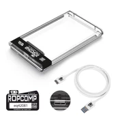 Ropcomp 2.5" USB 3.0 Sata Harici Harddisk Kutusu Şeffaf thumbnail 1