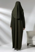 Tek Parça Namaz Elbisesi - Seccade - Tesbih - İbadet Seti - Haki thumbnail 6