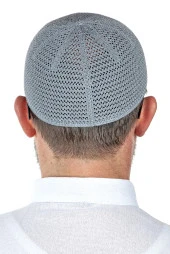 Lüks Çelik Örme Namaz Takkesi Gri 1 Adet thumbnail 3