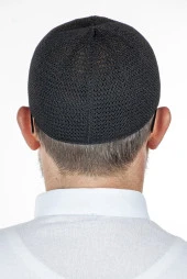 Lüks Çelik Örme Namaz Takkesi Siyah 1 Adet thumbnail 3