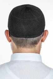 Gold Lüks Dantel Örme Namaz Takkesi Siyah 1 Adet thumbnail 3