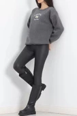 Bisiklet Yaka Baskılı Sweat Antrasit - 20150.1878. thumbnail 2