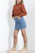 Kapşonlu Crop Sweat Kiremit - 20967.1878. thumbnail 4