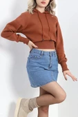 Kapşonlu Crop Sweat Kiremit - 20967.1878. thumbnail 6