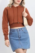 Kapşonlu Crop Sweat Kiremit - 20967.1878. thumbnail 1