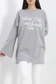 Baskılı Oversize Suprem Tunik Gri - 20217.1567. thumbnail 1