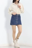 Modal Kapşonlu Crop Sweat Bej - 12885.148. thumbnail 7