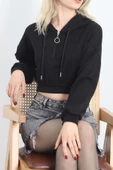 Modal Kapşonlu Crop Sweat Siyah - 12885.148. thumbnail 1