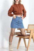 Kapşonlu Crop Sweat Kiremit - 20967.1878. thumbnail 2