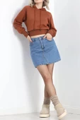 Kapşonlu Crop Sweat Kiremit - 20967.1878. thumbnail 8