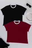 2'li Garnili Bordo Siyah Tshirt thumbnail 1