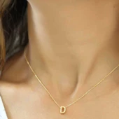 Gümüş Gold 3 Boyutlu D Harf Bayan Kolye SL2021 thumbnail 1
