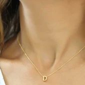 Gümüş Gold 3 Boyutlu D Harf Bayan Kolye SL2021 thumbnail 2