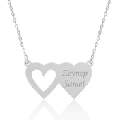 Gümüş İki Kalp İsimli Bayan Kolye SL2761 thumbnail 2