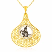 Gümüş Gold Tuğra Bayan Kolye SL2820 thumbnail 5