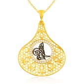 Gümüş Gold Tuğra Bayan Kolye SL2820 thumbnail 3