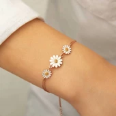 ​Gümüş Rose Üçlü Papatya Bileklik SL3395 thumbnail 4