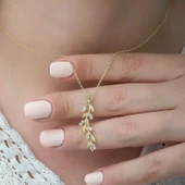 Gümüş Gold Sarmaşık Bayan Kolye SL3627 thumbnail 6