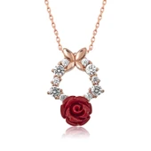 ​​Gümüş Rose Kırmızı Gül Kolye SL3199 thumbnail 9