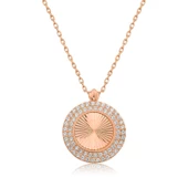 Gümüş Rose Oval Fırfır Bayan Kolye SL3364 thumbnail 1