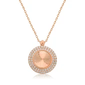 Gümüş Rose Oval Fırfır Bayan Kolye SL3364 thumbnail 6