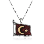 Gümüş Türk Bayrağı Kolye SL3438 thumbnail 1