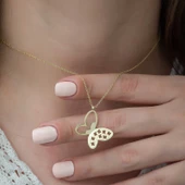 ​​Gümüş Gold Kelebek Bayan Kolye SL3625 thumbnail 3