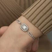 ​Gümüş Dikdörtgen Baget Bileklik SL3819 thumbnail 11