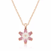 Gümüş Rose Pembe Lotus Çiçeği Kolye  SL3871 thumbnail 1