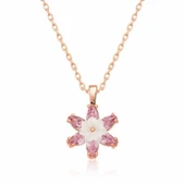 Gümüş Rose Pembe Lotus Çiçeği Kolye  SL3871 thumbnail 3