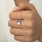 Gümüş Rose Minimal Kelebek Bayan Kolye  SL4265 thumbnail 5