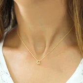 Gümüş Gold 3 Boyutlu G Harf Bayan Kolye SL4230 thumbnail 3