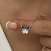 Gümüş Rose Minimal Kelebek Bayan Kolye  SL4265 thumbnail 9