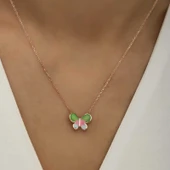 Gümüş Rose Minimal Kelebek Bayan Kolye  SL4267 thumbnail 9